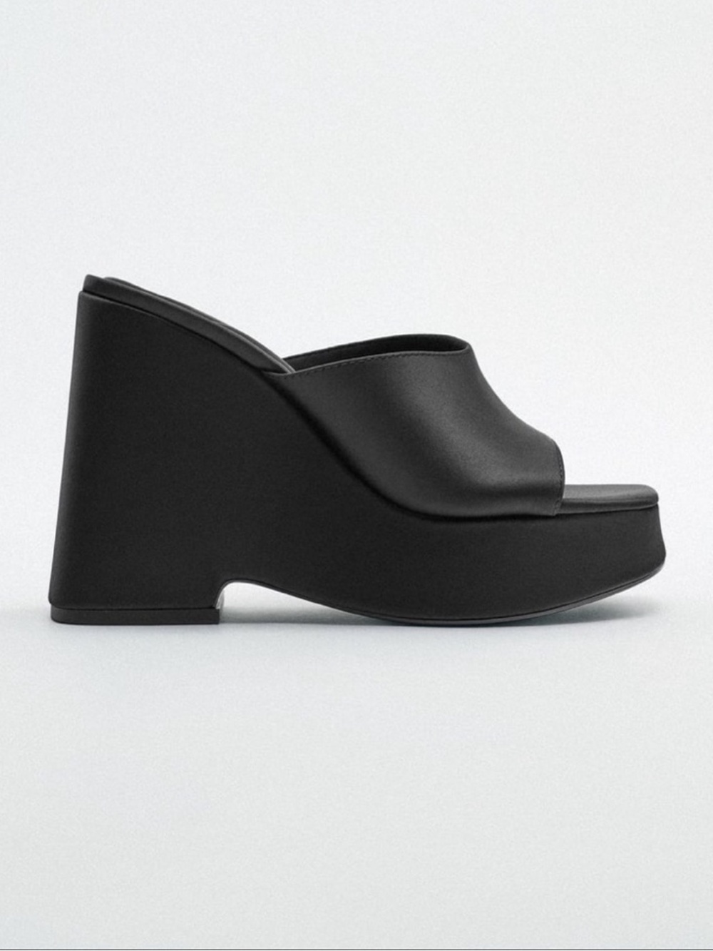 Zara Women’s Black Platform Wedge Slide Sandals Size EU38 or US 8